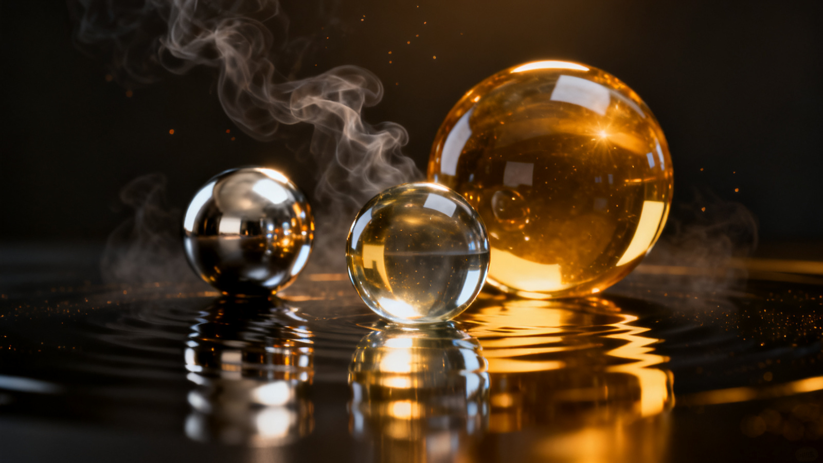 Real-time cinematic rendering — chrome spheres studio render